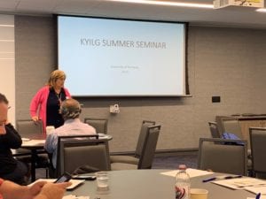 KYILG President Welcoming attendees to the summer seminar